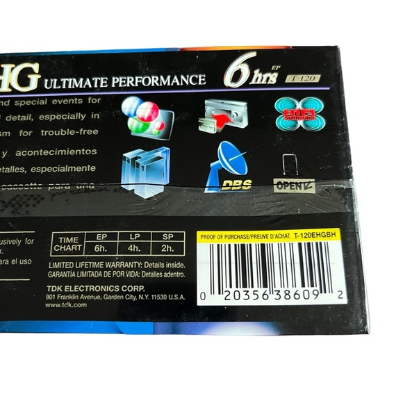 TDK Extra High Grade T-120 EHG 6 Hour Blank VHS Tape Sealed - Picture 8 of 8